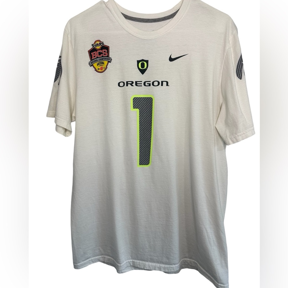 Nike LARGE Vintage University of Oregon Ducks #1 in the Country White #1 Tee